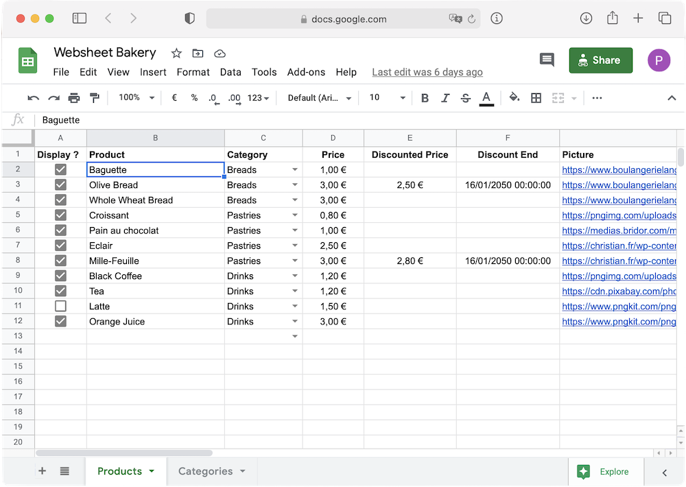 google sheet